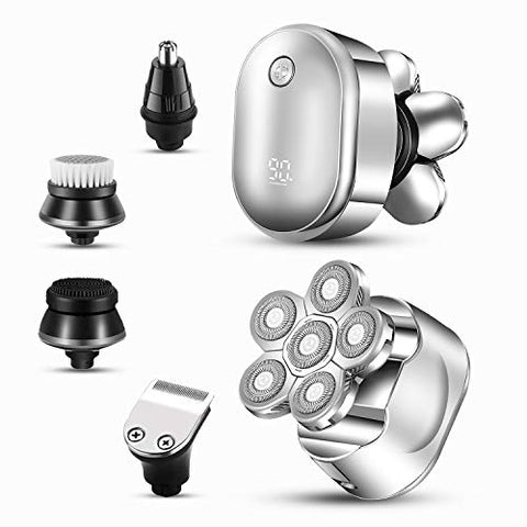 Roziapro Razors for Men- Upgrade 5 in1 Bald Head Shaver - LED Display Shavers for Men- Multifunctional Electric Razor for Men Grooming Kit- Waterproof Cordless Electric Shavers Men- USB Rechargeable