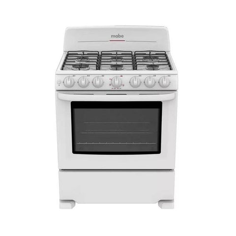 Estufa a gas de 30" blanca con 6 quemadores, Mabe