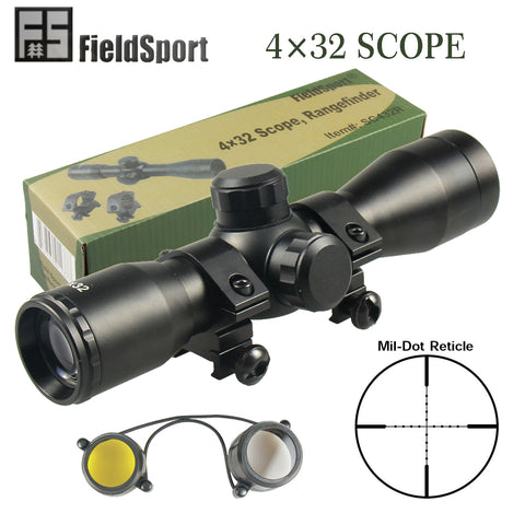 FieldSport Tactical 4X32 Compact Mil-Dot .223 .308 Scope /w Rings