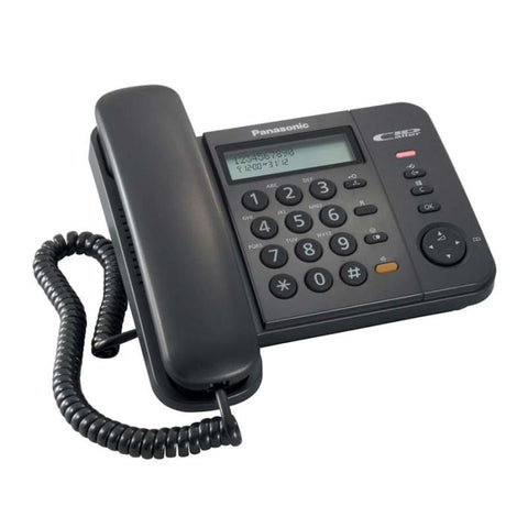 Marca: PANASONIC, TELÉFONOS ALÁMBRICOS, TELÉFONO ALÁMBRICO PANASONIC KXTS580LXB CON IDENTIFICADOR DE LLAMADA NEGRO
