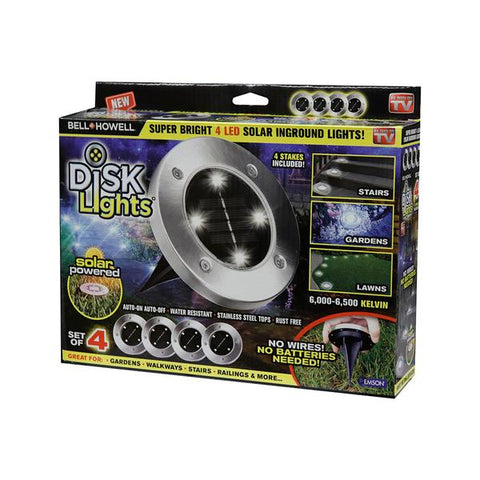 Lámpara solar para jardín tipo disco 4 led