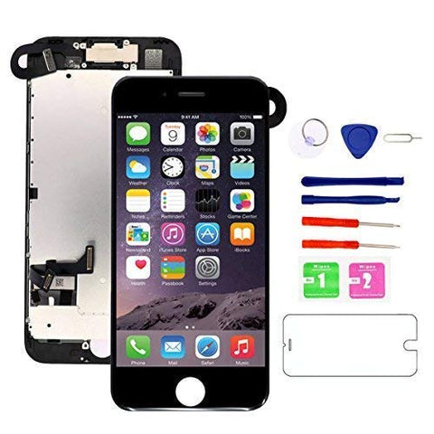 for iPhone 7 Screen Replacement Black(4.7''),i7 3D Touch LCD Display Touch Digitizer with Camera Screen Full Assembly with Repair Tool Kit and Screen Protector