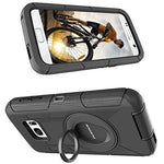 Galaxy S7 Case, DUEDUE Ring Kickstand Belt Clip Holster,Shockproof Heavy Duty Hybrid Hard PC Soft Silicone Full Body Rugged Protective Case for Samsung Galaxy S7 (G930), Black
