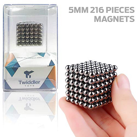 Twiddler Toys Magnetic Balls 5mm 216pcs with Storage Bag – Satisfying Fidget Magnets Desk Toy for Adults