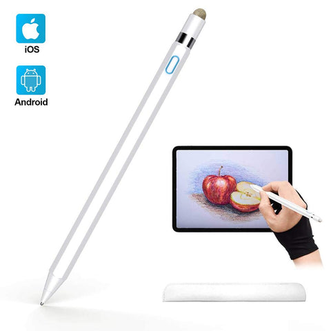 Active Stylus Pen Compatible with Apple iPad, Homagical 1.5mm Fine Point Digital Stylus Pen, Rechargeable Capacitive Stylus for Touch Screen Devices (Glove &Pen Bag Included)