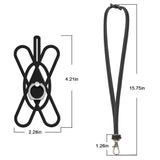 SHANSHUI Cell Phone Lanyard, Silicone Case Finger Ring Stand Stretchy Holder with Detachable Neck Strap Compatible with iPhone X XS SE 5s 5 6 7 8 Plus and Most Smart Phones (Black)
