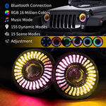 Jeep LED RGB Headlight with Amber Turn Signal, SUPAREE 7 Inch Round Halo LED Headlight Fits 1997~2018 Jeep Wrangler JK TJ LJ with Bluetooth Remote Control 120W 12000LM High Low beam-2PCS
