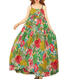 YESNO Women Casual Loose Bohemian Floral Print Dresses Empire Waist Spaghetti Strap Long Maxi Summer Beach Swing Dress XS-5X E75 (L, As Picture10-Multi-Colored)