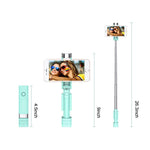 Mini Selfie Stick, atongm Cell Phone Selfie Sticks Extendable Mini All in One Wire Selfie Stick for Cellphone(iPhone, Android) (Blue)