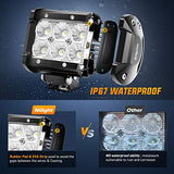 Nilight LED Light Bar 4PCS 4 Inch 18W LED Bar 1260lm Flood Led Off Road Driving Lights Led Fog Lights Jeep Lighting LED Work Light for Van Camper SUV ATV ,2 Years Warranty