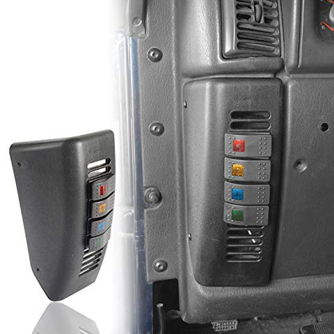 Hooke Road Left Hand A Pillar Lighting Switch Pod 4-Switch Panel for 1997-2006 Jeep Wrangler TJ