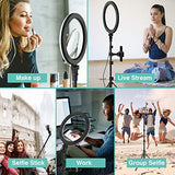 10" Selfie Ring Light with Tripod Stand & Phone Holder for Live Stream/Makeup, Dimmable Led Camera Beauty Ringlight for YouTube TikTok/Photography Compatible for iPhone and Android Phone(Upgraded)