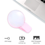 Ring Light, Selfie Ring Light，Rechargeable LED Selfie Ring Light with 3 Modes Dimmable Clip Ring Lights for Camera Phone Tablets Laptop（Rose Pink