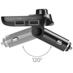 Nulaxy Bluetooth Car FM Transmitter Audio Adapter Receiver Wireless Handsfree Voltmeter Car Kit TF Card AUX USB 1.44 Display - KM19 Black