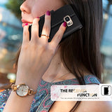 FYY Leather Case with Mirror for Samsung Galaxy S7, Leather Wallet Flip Folio Case with Mirror and Wrist Strap for Samsung Galaxy S7 Black