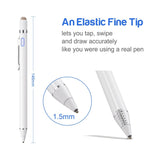 Evach Active Stylus Digital Pen with 1.5mm Ultra Fine Tip Stylus for iPad iPhone Samsung Tablets, Compatible with Apple Pen/Samsung Stylus on Touchscreen Devices,Drawing Stylus Pen, White.