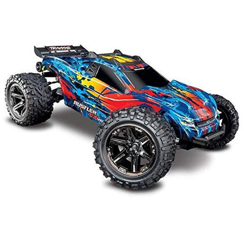 Traxxas 67076-4 Rustler 4x4 VXL Off Road Electric Remote Control RC Car with Remote Control for Adults and Kids, Red