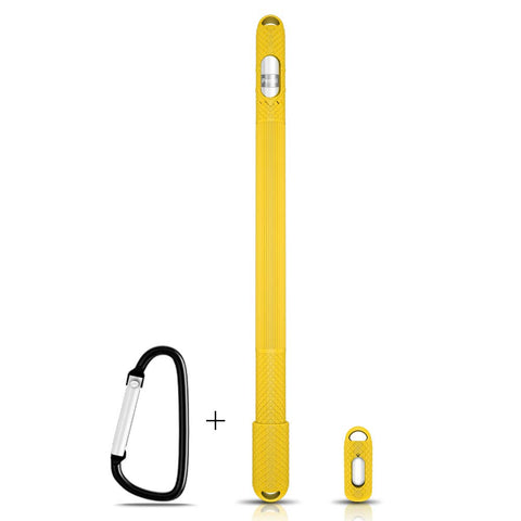 AWINNER Silicone Case Compatible with Apple Pencil Holder Sleeve Skin Pocket Cover Accessories for iPad Pro,with Charging Cap Holder,Protective Nib Covers and Lightning Adapter Case (Yellow)