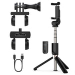 Yoozon Upgraded Selfie Stick Tripod Bluetooth, Phone & Camera Tripod Selfie Stick with Wireless Remote Shutter for Gopro,Action Cameras, iPhone Xs MAX/XR/XS/X/Galaxy S9 Plus and More (Black-Black)