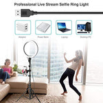 10" Selfie Ring Light with Tripod Stand & Phone Holder for Live Stream/Makeup, Dimmable Led Camera Beauty Ringlight for YouTube TikTok/Photography Compatible for iPhone and Android Phone(Upgraded)