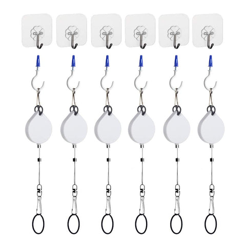 KIWI design 6 Packs Retracable VR Cable Managment | Ceiling Suspension System Compitable with Vive/Vive Pro Virtual Reality/Oculus Rift/Playstation VR/Microsoft MR VR Accessories (White)