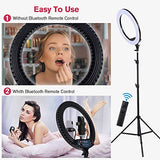 18 inch LED Ring Light with Tripod Stand Dimmable Makeup Selfie Ring Light for Studio Portrait YouTube Vlog Video Shooting with Carrying Bag and Remote Controller