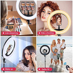 18 inch LED Ring Light with Tripod Stand Dimmable Makeup Selfie Ring Light for Studio Portrait YouTube Vlog Video Shooting with Carrying Bag and Remote Controller