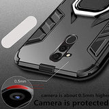DuoLide for Huawei Mate 20 Lite Case, 2 in 1 Hybrid Heavy Duty Armor Shockproof Defender Kickstand Dual Layer Bumper Hard Back Case Cover Tempered Glass Screen Protector，Black