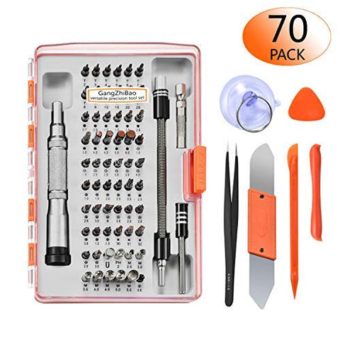 GANGZHIBAO 70pcs Precision Screwdriver Set Magnetic with 60 S2 Bits, Professional Electronics Repair Tool Kit, Flexible Shaft for Fix Pry Open iPhone, Cell Phone, iPad, MacBook, Computer, PC, Tablet