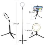 6" Ring Light with Tripod Stand for Selfie,Makeup Live Cell Phone Holder,Desktop LED Lamp for YouTube