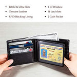 Mens Wallet RFID Genuine Leather Bifold Wallets For Men, ID Window 16 Card Holders Gift Box