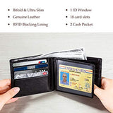 Mens Wallet RFID Genuine Leather Bifold Wallets For Men, ID Window 16 Card Holders Gift Box