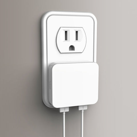 Nekmit Dual Port Ultra Thin Flat USB Wall Charger with Smart IC (White)