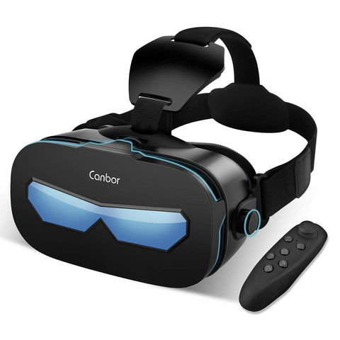 Canbor VR Headset with Remote Controller Virtual Reality Headset VR Goggles for 3D Movies and Games Compatible with 4.0-6.3 Inches for iPhone, Samsung Sony More Smartphones
