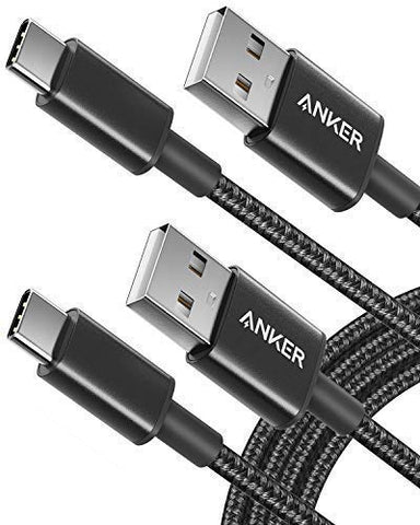 USB Type C Cable, Anker [2-Pack 6Ft] Premium Nylon USB-C to USB-A Fast Charging Type C Cable, for Samsung Galaxy S10 / S9 / S8 / Note 8, iPad Pro 2018, LG V20 / G5 / G6 and More(Black)
