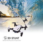 SIMREX X300C Mini Drone RC Quadcopter Foldable Altitude Hold Headless RTF 360 Degree FPV Video WiFi 720P HD Camera 6-Axis Gyro 4CH 2.4Ghz Remote Control Super Easy Fly for Training(White)
