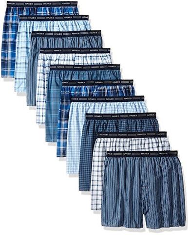 Hanes Men's 10-Pack Tartan Boxer with Exposed Waistband, Assorted, Large