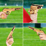 2 Pack Rubber Band Gun Toy Wood and Handmade Toy Gun Easy Load 50 Rubber Bands Per Set
