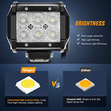 Nilight LED Light Bar 4PCS 4 Inch 18W LED Bar 1260lm Flood Led Off Road Driving Lights Led Fog Lights Jeep Lighting LED Work Light for Van Camper SUV ATV ,2 Years Warranty