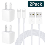 iPhone Charger, MFi Certified 2-Pack Charging Cable and USB Wall Adapter Plug Block Compatible iPhone X/8/8 Plus/7/7 Plus/6/6S/6 Plus/5S/SE/Mini/Air/Max/Cases