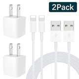 iPhone Charger, MFi Certified 2-Pack Charging Cable and USB Wall Adapter Plug Block Compatible iPhone X/8/8 Plus/7/7 Plus/6/6S/6 Plus/5S/SE/Mini/Air/Max/Cases