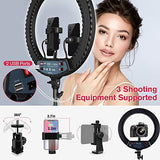 18 inch LED Ring Light with Tripod Stand Dimmable Makeup Selfie Ring Light for Studio Portrait YouTube Vlog Video Shooting with Carrying Bag and Remote Controller