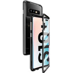 Eabuy Galaxy S10 Plus Case, 360° Full Body Transparent Tempered Glass with Magnetic Adsorption Metal Bumper Case Cover for Samsung Galaxy S10 Plus Black