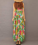 YESNO Women Casual Loose Bohemian Floral Print Dresses Empire Waist Spaghetti Strap Long Maxi Summer Beach Swing Dress XS-5X E75 (L, As Picture10-Multi-Colored)