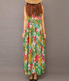YESNO Women Casual Loose Bohemian Floral Print Dresses Empire Waist Spaghetti Strap Long Maxi Summer Beach Swing Dress XS-5X E75 (L, As Picture10-Multi-Colored)