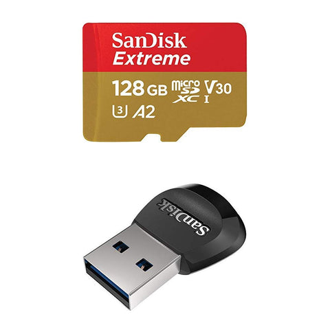 SanDisk Extreme 128GB microSD UHS-I Card with Adapter - 160MB/s with  SanDisk MobileMate USB 3.0 microSD Card Reader