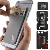 Gray Gecko Card Wallet That Stick on - Phone Holder for iPhone and Android - Credit Card ID Cash Cell Phone Pocket - Gray