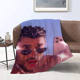 Bad Bunny 2 Bed Throw Blanket, Flannel Fleece, Cozy Plush for Bedroom Living Rooms Sofa Couch 50"x40" Inch