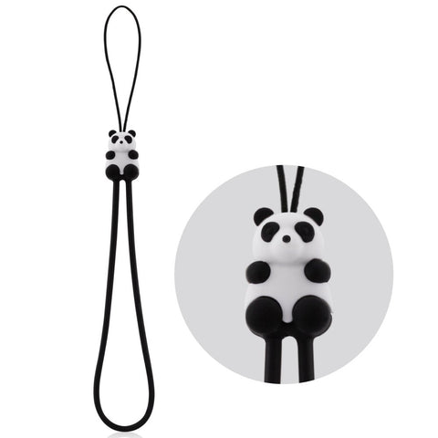 Multi-Purpose Hand Wrist Strap with Cute Animal Cartoon Phone Charm Elastic Silicone Lanyard Bracelet for Cell Phone iPhone Case ID Holder Name Badge Keys Keychain USB Flash Drive - Panda