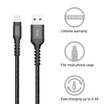 Azhizco Charger Cable for iPhone 4Pack 2x3Ft 2x6Ft Nylon Braided Lighting to USB Charging Cable Syncing Cord Compatible for iPhone X, 8, 7, Plus, 6, 6S, 6 Plus, 5, 5C, 5S, SE, iPad, iPod(Black)